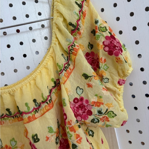 Chic Yellow Floral Embroidered Blouse - Picture 8 of 10